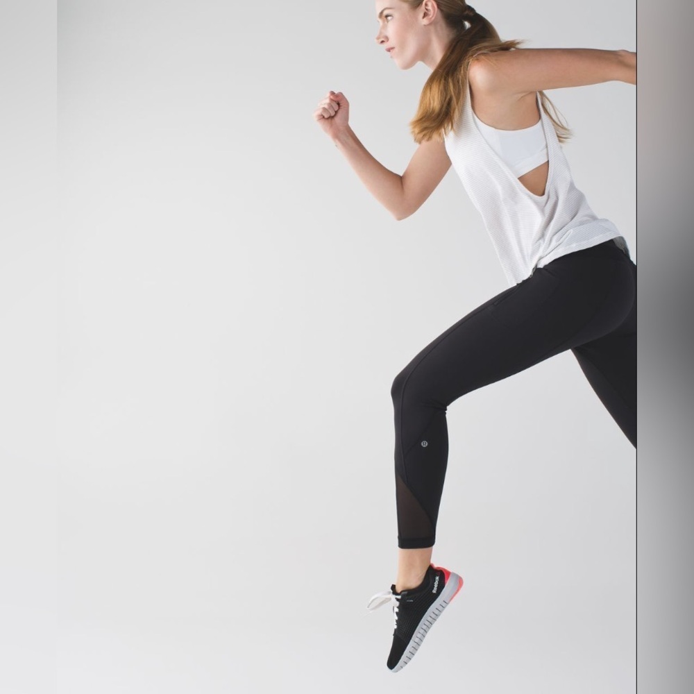 LULULEMON Inspire Tight II Black Mesh Panel Leggings - Picture 3 of 11